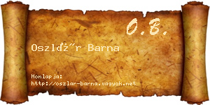 Oszlár Barna névjegykártya